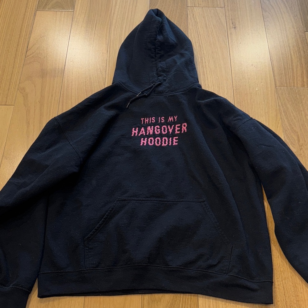 Women's Black Hoodie with Pink 'This Is My Hangover Hoodie' embroidered